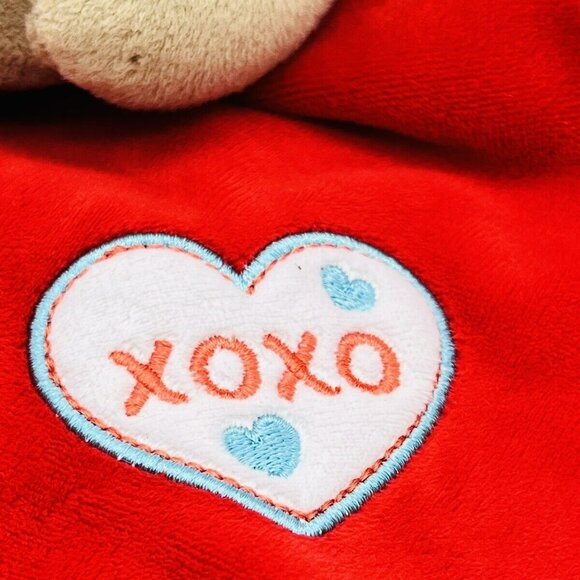 Baby Starters Tan Bear Red XOXO Lovey Security Blanket Rattle 12 inch 2014 - Picture 3 of 8